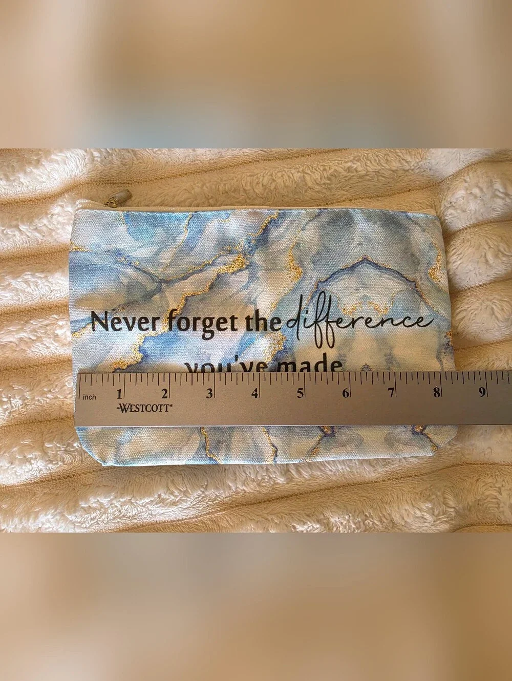 Inspirational Gift Set: Marble Makeup Pouch, Journal & Glitter Pen